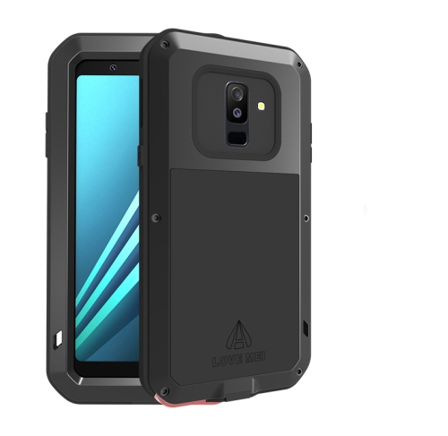 

LOVE MEI Powerful Dustproof Shockproof Anti-slip Metal + Silicone Combination Case for Galaxy A6+ (2018)(Black)