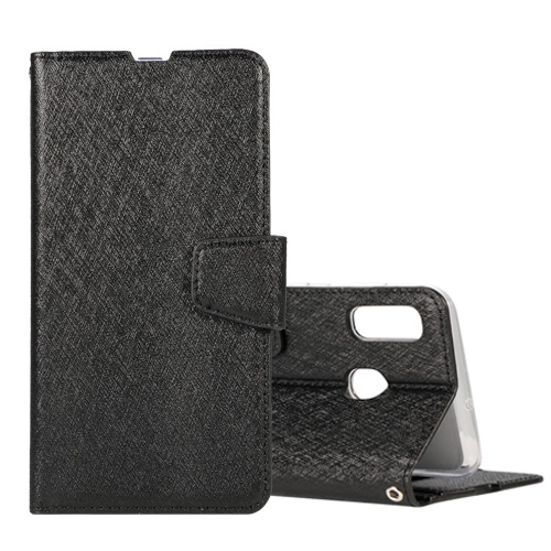 

Silk Texture Horizontal Flip Leather Case for Galaxy A60, with Holder & Card Slots & Wallet & Photo Frame (Black)