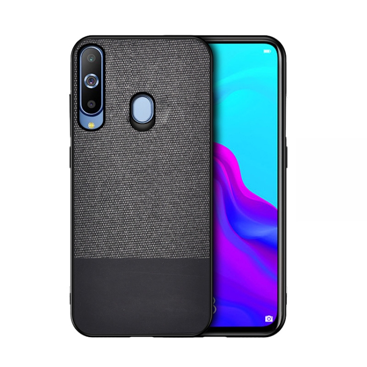 

Shockproof Splicing PU + Cloth Protective Case for Galaxy A30 (Black)