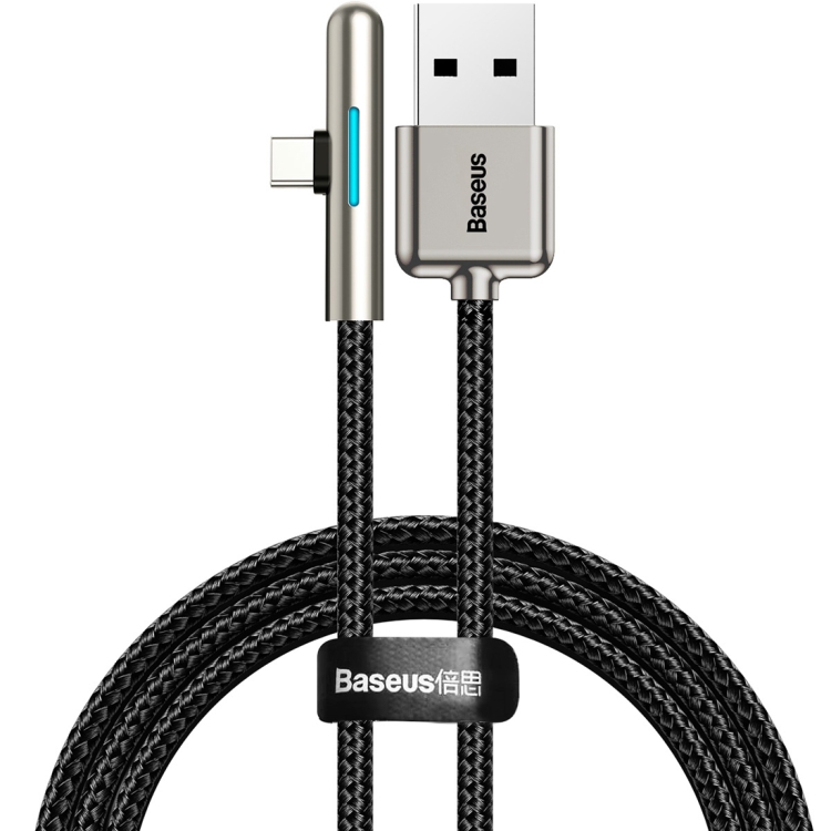 

Baseus Iridescent Lamp HW Flash Charge Mobile Game USB for Type-C 40W, Length：0.5m(Black)