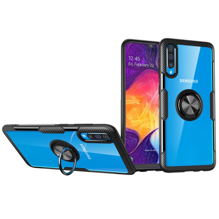 

Transparent TPU Protective Case with 360 Degree Magnetic Rotation Holder For Galaxy A70(Black)