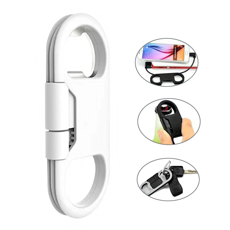 

Multi-function 20cm USB to Micro USB Data Sync Charging Cable & Bottle Opener & Keychain (White)