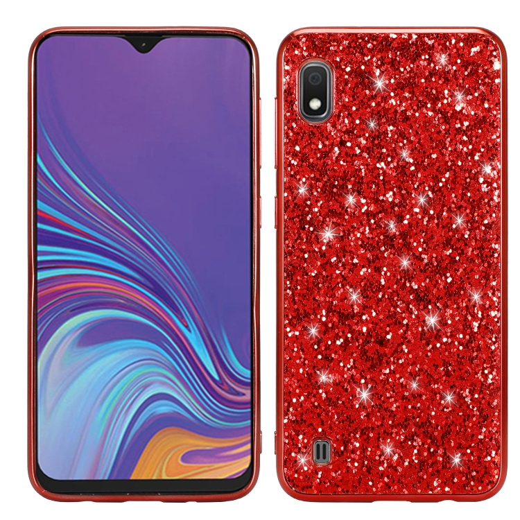 

Glittery Powder Shockproof TPU Case for Galaxy A10 (Red)