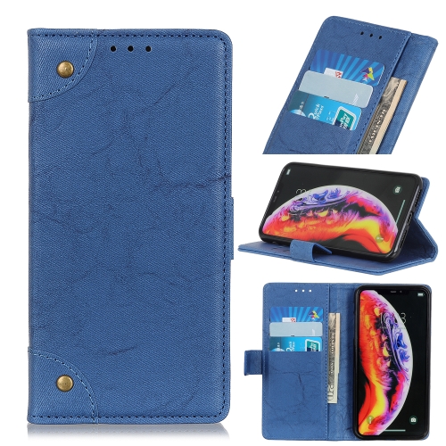 

Copper Buckle Retro Crazy Horse Texture Horizontal Flip Leather Case for Galaxy A40, with Holder & Card Slots & Wallet (Blue)