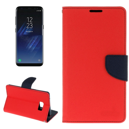 

For Galaxy S8 Cross Texture Leather Case with Card Slots & Holder & Wallet (Red)