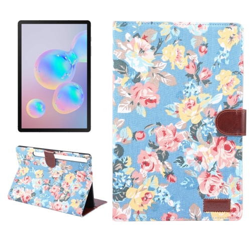 

For Galaxy Tab S6 10.5 T860 Dibase Flower Pattern Cloth Surface Horizontal Flip PC + PU Leather Case with Holder & Card Slots & Sleep / Wake-up Function (Blue)