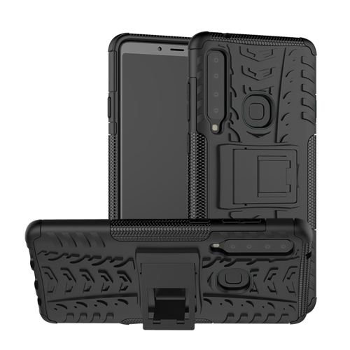 

Tire Texture TPU+PC Shockproof Case for Galaxy A9 (2018), with Holder(Black)