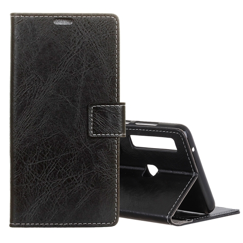 

Retro Crazy Horse Texture Horizontal Flip Leather Case for Galaxy A9 (2018) / A9s, with Card Slots & Holder & Photo Frame (Black)