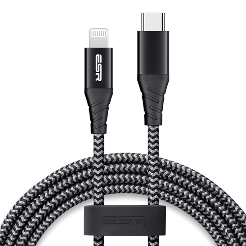 

ESR Weave USB / Type-C to 8pin PD Cable Data Sync Charging Cable, Length: 2m(Black)