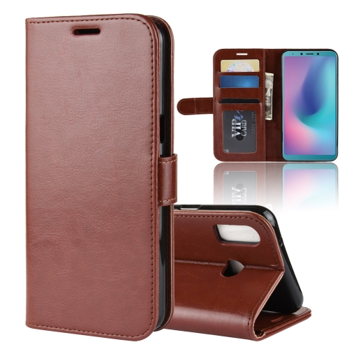

R64 Texture Single Fold Horizontal Flip Leather Case for Galaxy A6S, with Holder & Card Slots & Wallet (Brown)