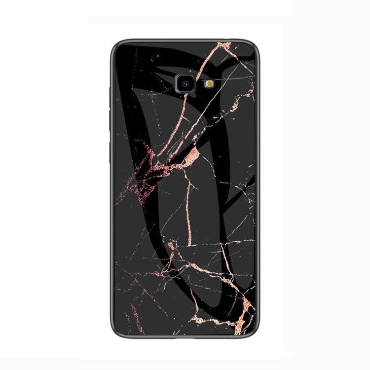 

Marble Glass Protective Case for Galaxy J4 Plus(Black Gold)