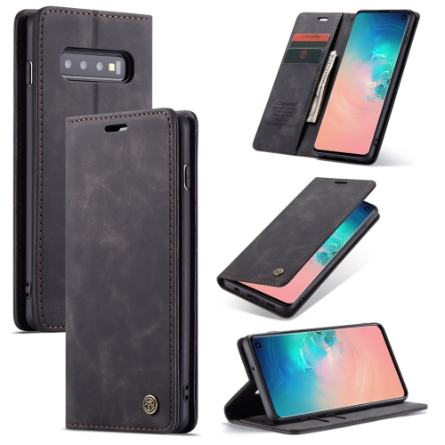 

CaseMe-013 Multifunctional Retro Frosted Horizontal Flip Leather Case for Galaxy S10, with Card Slot & Holder & Wallet (Black)