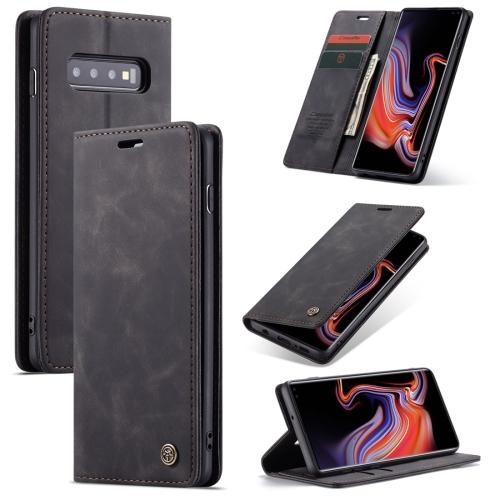 

CaseMe-013 Multifunctional Retro Frosted Horizontal Flip Leather Case for Galaxy S10 Plus, with Card Slot & Holder & Wallet (Black)