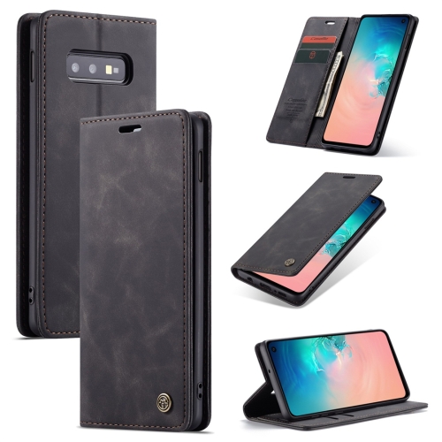 

CaseMe-013 Multifunctional Retro Frosted Horizontal Flip Leather Case for Galaxy S10 E, with Card Slot & Holder & Wallet (Black)