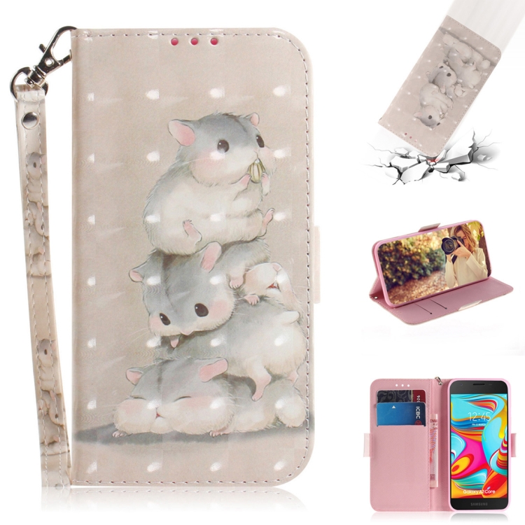 

3D Colored Drawing Squirrels Pattern Horizontal Flip Leather Case for Galaxy A2 Core, with Holder & Card Slots & Wallet