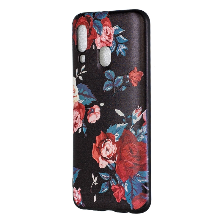 

Embossed Painted Red Flower Pattern TPU Case for Galaxy A40