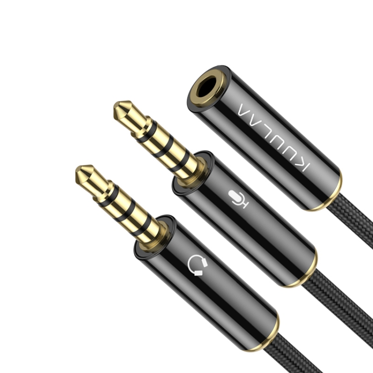 

KUULAA KL-X17 Female to 3.5mm Two Male Microphone + Earphone Splitter Aux Audio Cable, Length: about 20cm(Black)