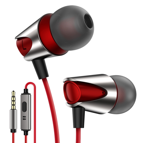 

KUULAA KL-DR06YX-01 3.5mm Earphones with Wired Microphone Earphones in Ear Deep Bass Wire Control Earphone, Length: 1.2m(Red)