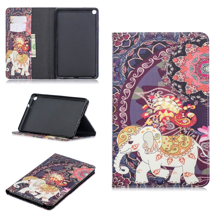 

Colored Drawing Flower Elephant Pattern Horizontal Flip Leather Case for Galaxy Tab A 8 (2019) P200 / P205, with Holder & Card Slots & Wallet