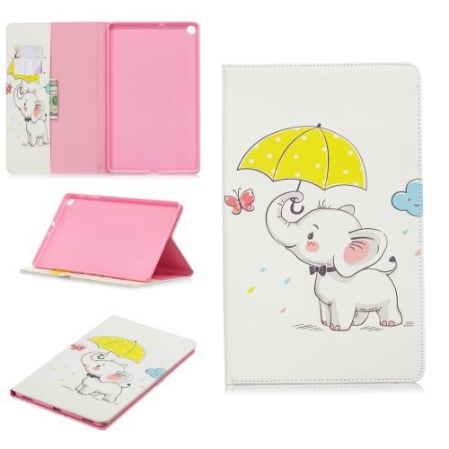 

Colored Drawing Elephant under the Umbrella Pattern Horizontal Flip Leather Case for Galaxy Tab A 10.1 (2019) T510 / T515, with Holder & Card Slots & Wallet