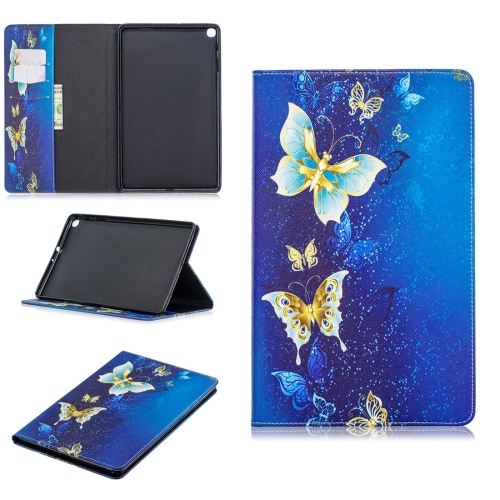 

Colored Drawing Golden Butterfly Pattern Horizontal Flip Leather Case for Galaxy Tab A 10.1 (2019) T510 / T515, with Holder & Card Slots & Wallet