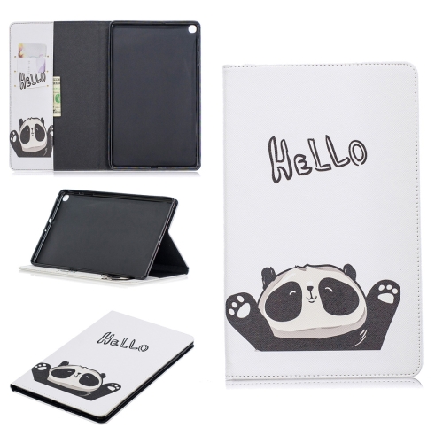 

Colored Drawing Hello Panda Pattern Horizontal Flip Leather Case for Galaxy Tab A 10.1 (2019) T510 / T515, with Holder & Card Slots & Wallet