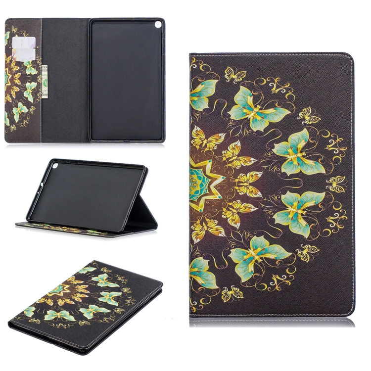 

Colored Drawing Semicircular Butterfly Pattern Horizontal Flip Leather Case for Galaxy Tab A 10.1 (2019) T510 / T515, with Holder & Card Slots & Wallet