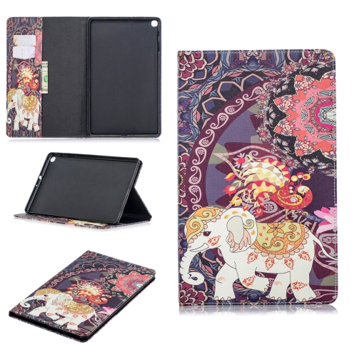 

Colored Drawing Flower Elephant Pattern Horizontal Flip Leather Case for Galaxy Tab A 10.1 (2019) T510 / T515, with Holder & Card Slots & Wallet