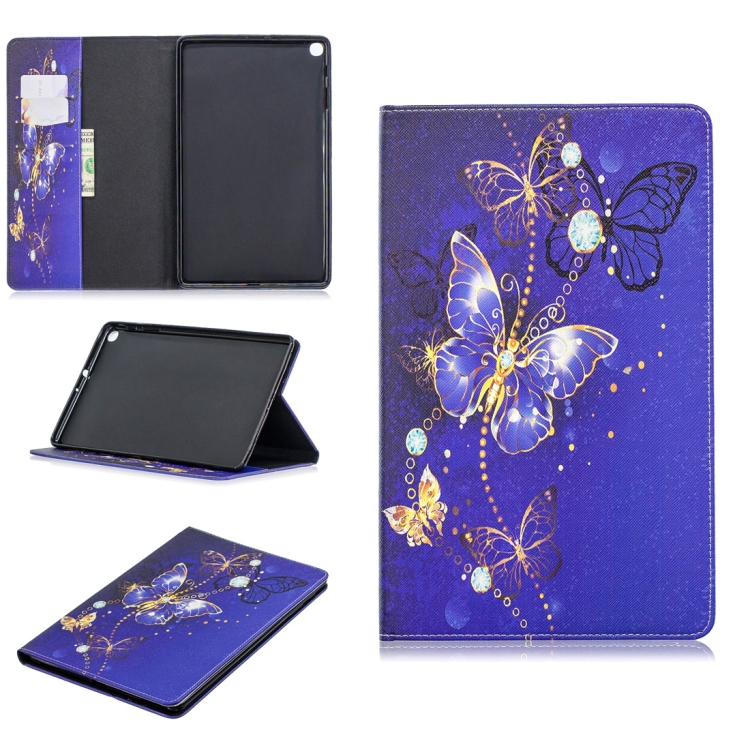 

Colored Drawing Purple Butterfly Pattern Horizontal Flip Leather Case for Galaxy Tab A 10.1 (2019) T510 / T515, with Holder & Card Slots & Wallet