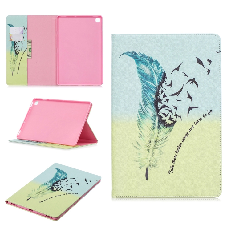 

Colored Drawing Feather Bird Pattern Horizontal Flip Leather Case for Galaxy Tab S5e 10.5 T720 / T725, with Holder & Card Slots & Wallet
