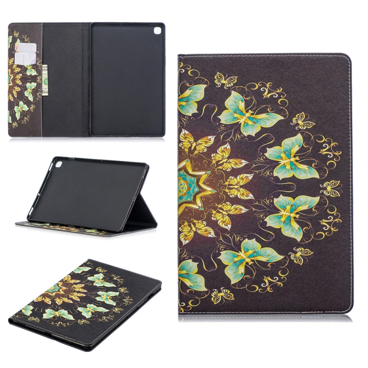 

Colored Drawing Semicircular Butterfly Pattern Horizontal Flip Leather Case for Galaxy Tab S5e 10.5 T720 / T725, with Holder & Card Slots & Wallet