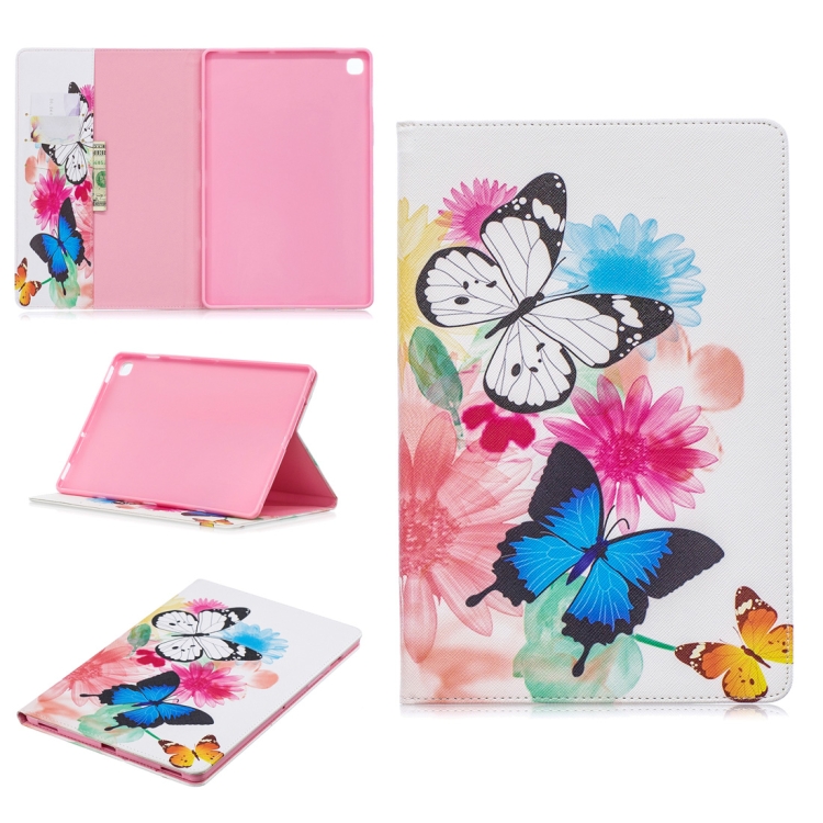 

Colored Drawing Two Butterflies Pattern Horizontal Flip Leather Case for Galaxy Tab S5e 10.5 T720 / T725, with Holder & Card Slots & Wallet