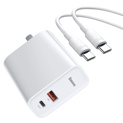 

Baseus Speedy Series 30W Type-C / USB-C + USB PPS Quick Charging Travel Charger Power Adapter with 1m Type-C / USB-C Charging Cable, CN Plug(White)