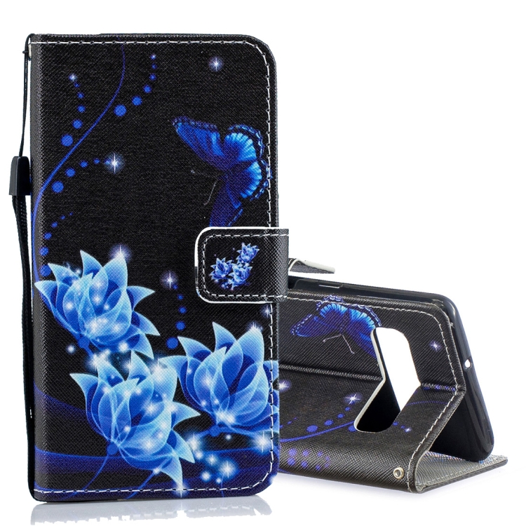 

Blue Folwer Pattern Horizontal Flip Leather Case for Galaxy S10 5G, with Holder & Card Slots & Wallet