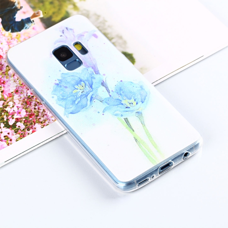 

For Galaxy S9 Painting Purple Flower Pattern TPU Protective Back Case