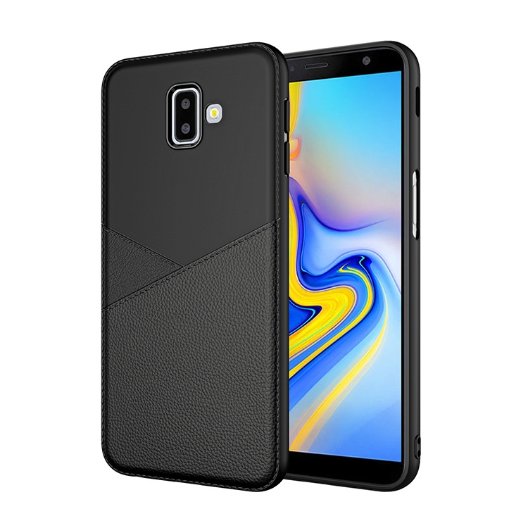 

Ultra-thin Shockproof Soft TPU + Leather Case for Galaxy J8 (2018)(Black)