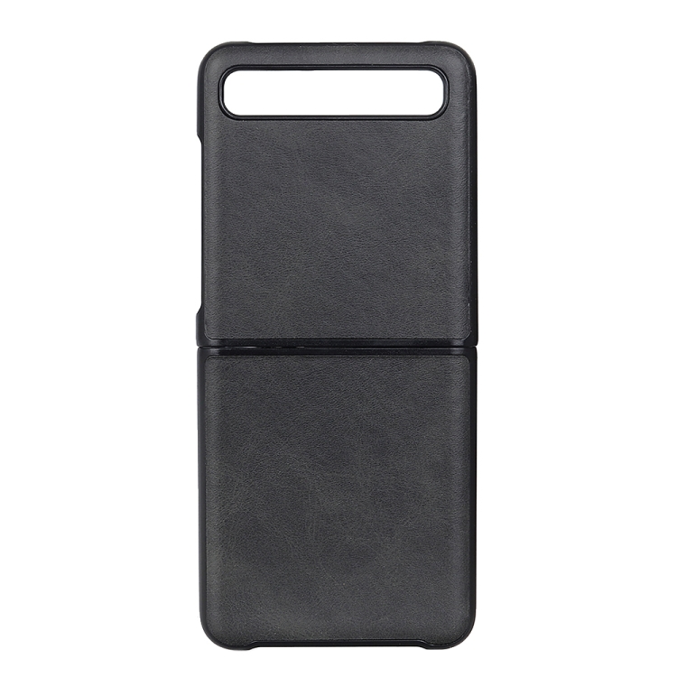 

For Galaxy Z Flip Two-color Cow Leather Texture Folding Protective Case(Black)