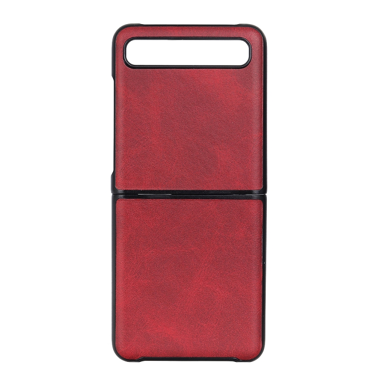 

For Galaxy Z Flip Two-color Cow Leather Texture Folding Protective Case(Red)
