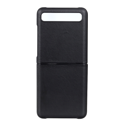 

For Galaxy Z Flip Genuine Leather Lambskin Texture Folding Protective Case(Black)