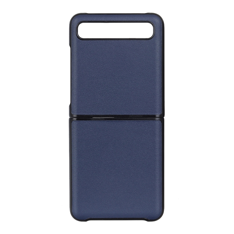 

For Galaxy Z Flip Genuine Leather Lambskin Texture Folding Protective Case(Blue)