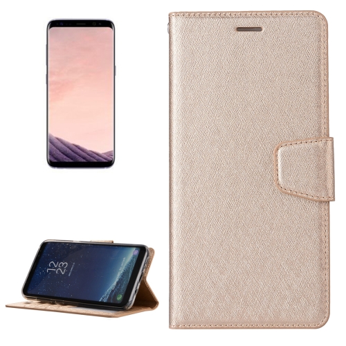 

For Galaxy S8 Silk Texture Horizontal Flip Leather Case with Wallet & Holder & Card Slot & Photo Frame (Gold)