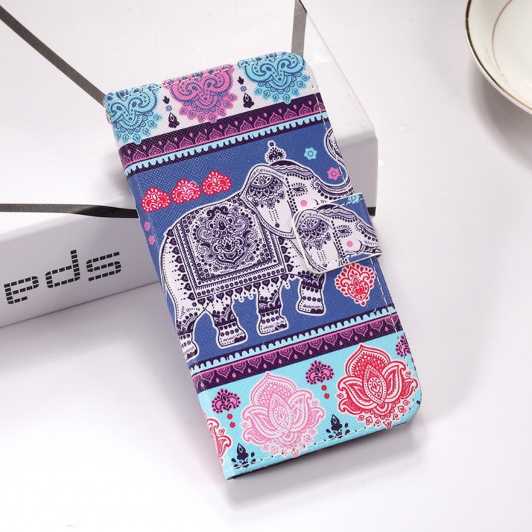 

Elephant Pattern Colored Drawing Horizontal Flip Leather Case for Galaxy S10+, with Holder & Card Slots & Wallet & Lanyard