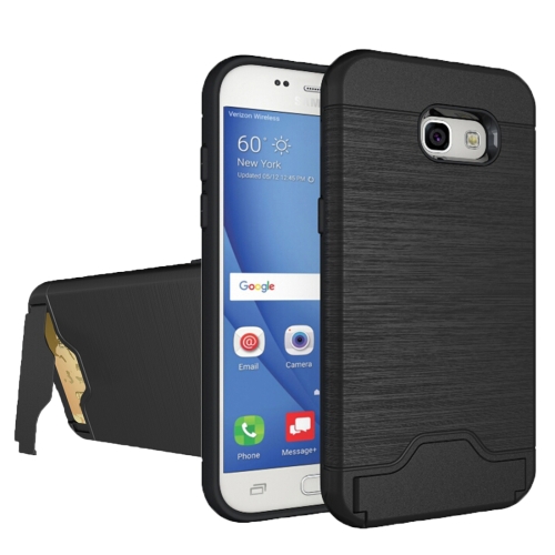 

For Galaxy A5 (2017) / A520 Brushed Texture Separable PC + TPU Protective Combination Back Case with Holder & Card Slot (Black)