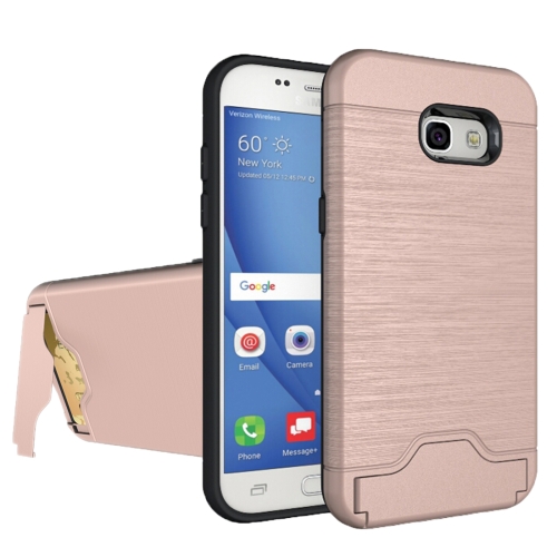 

For Galaxy A5 (2017) / A520 Brushed Texture Separable PC + TPU Protective Combination Back Case with Holder & Card Slot (Rose Gold)