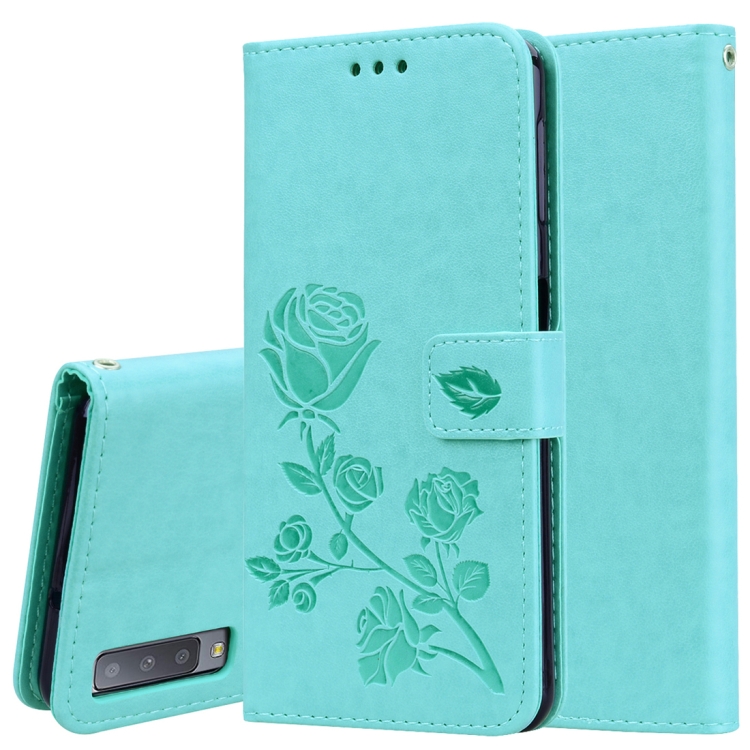 

Rose Embossed Horizontal Flip PU Leather Case for Samsung Galaxy A7 (2018) , with Holder & Card Slots & Wallet(Green)