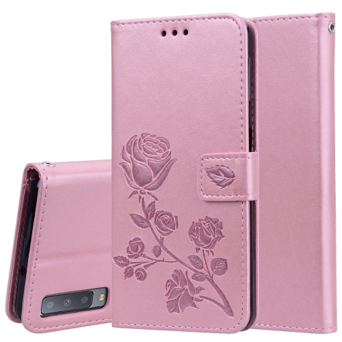 

Rose Embossed Horizontal Flip PU Leather Case for Samsung Galaxy A7 (2018) , with Holder & Card Slots & Wallet (Rose Gold)