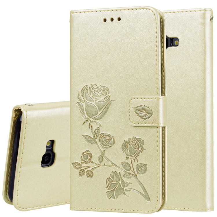 

Rose Embossed Horizontal Flip PU Leather Case for Samsung Galaxy J4 Plus, with Holder & Card Slots & Wallet (Gold)