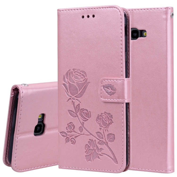 

Rose Embossed Horizontal Flip PU Leather Case for Samsung Galaxy J4 Plus, with Holder & Card Slots & Wallet (Rose Gold)