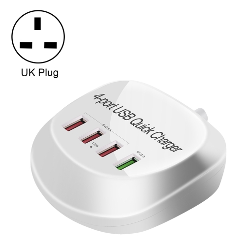 

WLX-T3+ 4 Ports Smart Quick Charging USB Travel Charger Power Adapter, UK Plug