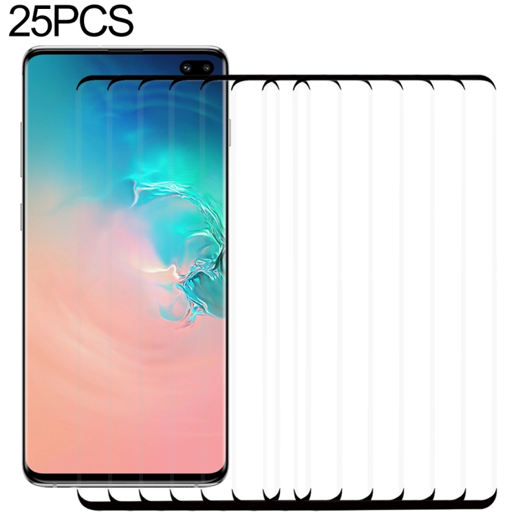 

25 PCS 9H 2.5D Premium Curved Screen Crystal Tempered Glass Film for Galaxy S10 Plus, Lessen Version